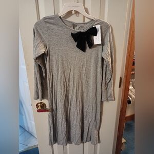 Gray Kids Dress with Black Bow